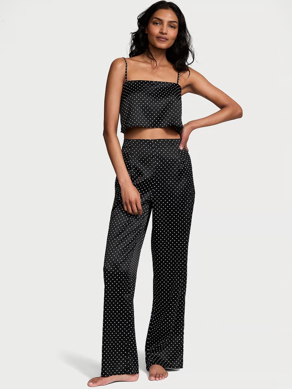 Victorias Secret Satin Cropped Pajama Set